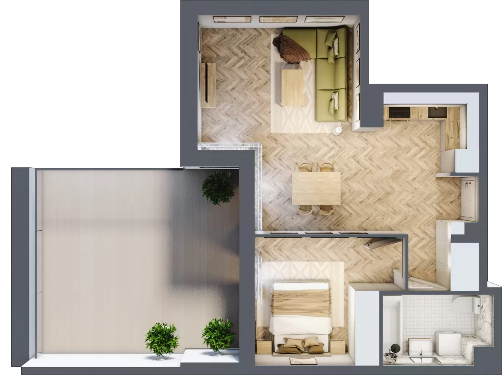 2 pokoje, mieszkanie 48,93 m², piętro 1, oferta nr A1.4, Piekarska Park, Łódź, Bałuty, ul. Piekarska 27/29