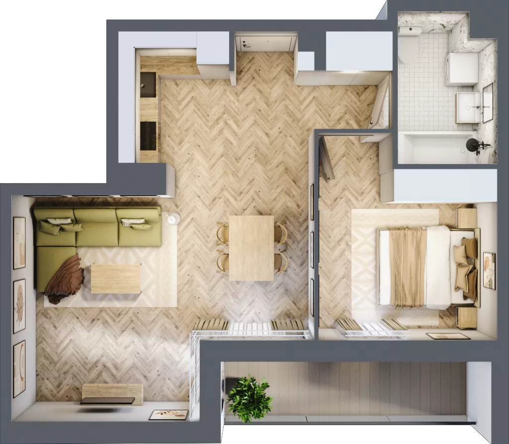 2 pokoje, mieszkanie 49,36 m², piętro 7, oferta nr A7.4, Piekarska Park, Łódź, Bałuty, ul. Piekarska 27/29