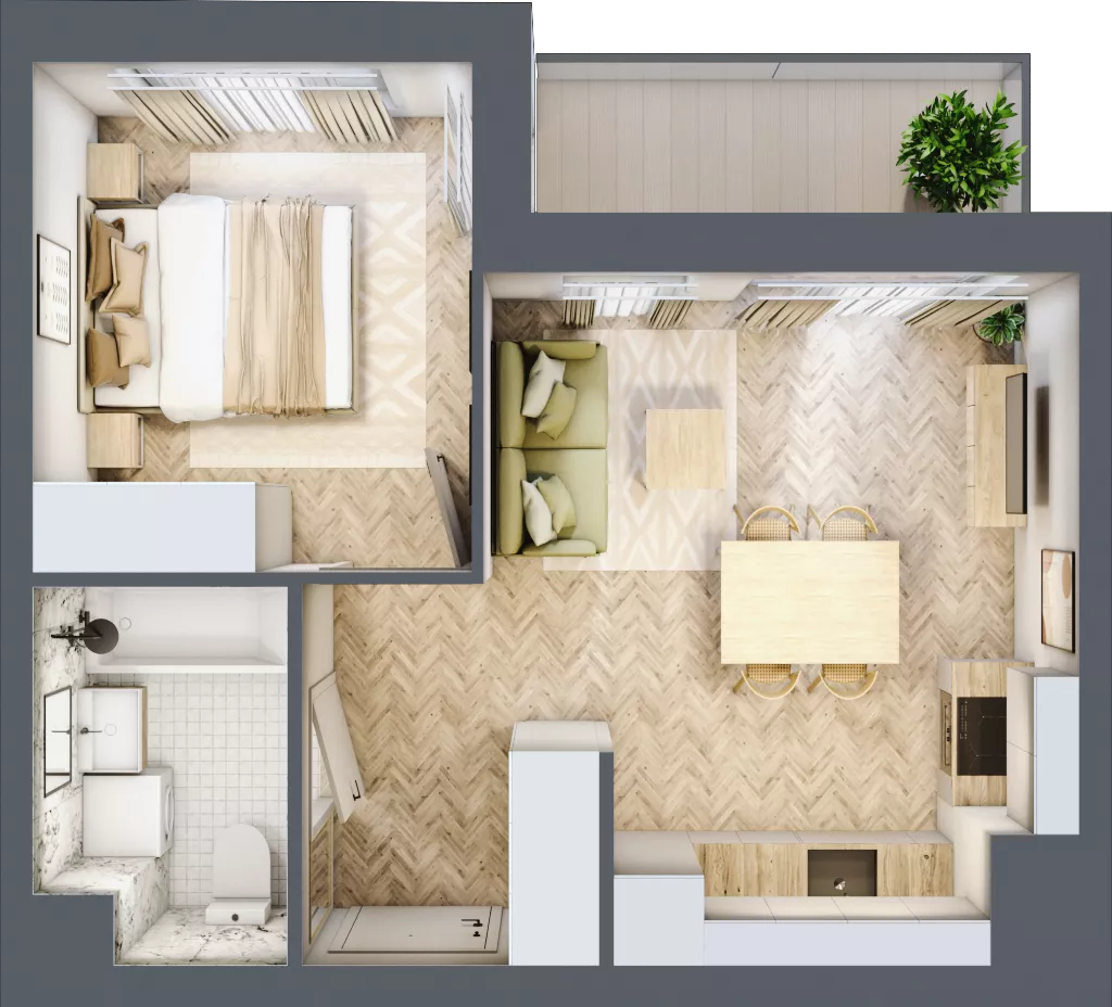 2 pokoje, mieszkanie 34,81 m², piętro 7, oferta nr A7.6, Piekarska Park, Łódź, Bałuty, ul. Piekarska 27/29