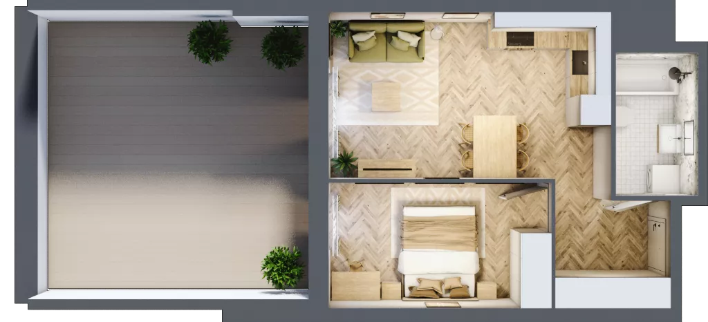 2 pokoje, mieszkanie 39,29 m², piętro 1, oferta nr A1.2, Piekarska Park, Łódź, Bałuty, ul. Piekarska 27/29