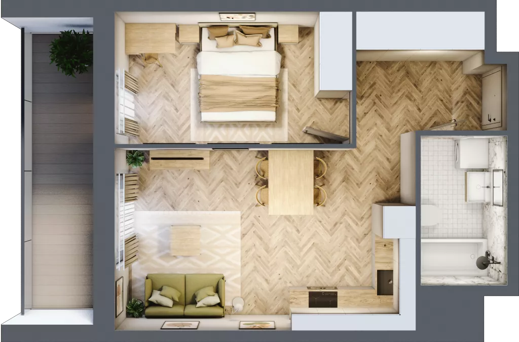 2 pokoje, mieszkanie 40,43 m², piętro 9, oferta nr A9.3, Piekarska Park, Łódź, Bałuty, ul. Piekarska 27/29