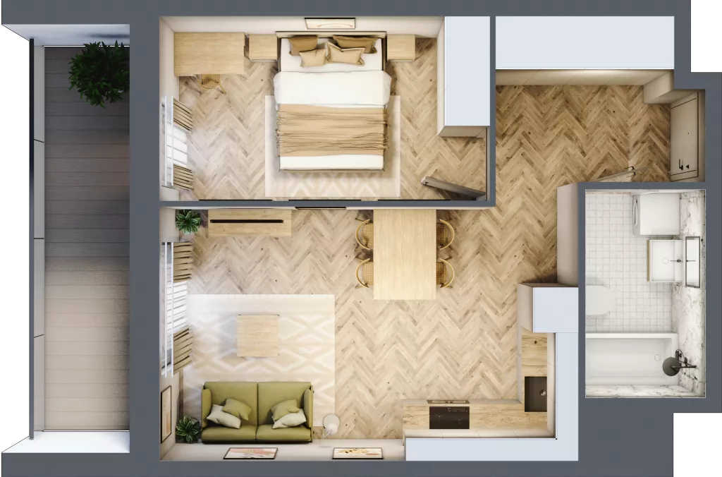 2 pokoje, mieszkanie 40,43 m², piętro 6, oferta nr A6.3, Piekarska Park, Łódź, Bałuty, ul. Piekarska 27/29