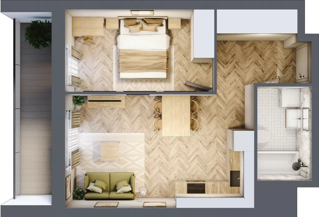 2 pokoje, mieszkanie 40,06 m², piętro 2, oferta nr A2.3, Piekarska Park, Łódź, Bałuty, ul. Piekarska 27/29