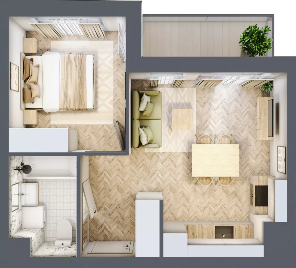 2 pokoje, mieszkanie 34,81 m², piętro 8, oferta nr A8.6, Piekarska Park, Łódź, Bałuty, ul. Piekarska 27/29