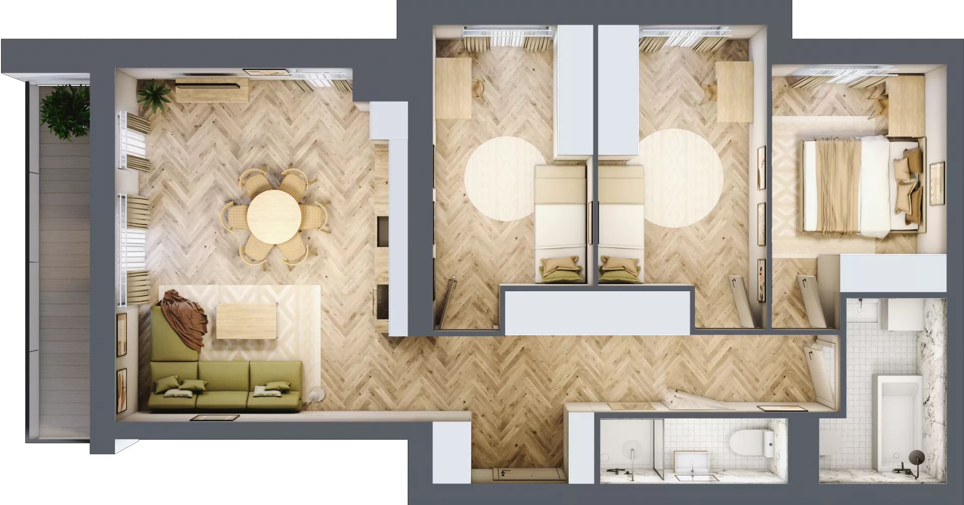 4 pokoje, mieszkanie 80,51 m², piętro 1, oferta nr A1.5, Piekarska Park, Łódź, Bałuty, ul. Piekarska 27/29