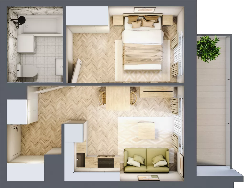 2 pokoje, mieszkanie 30,42 m², piętro 6, oferta nr B6.8, Piekarska Park, Łódź, Bałuty, ul. Piekarska 27/29