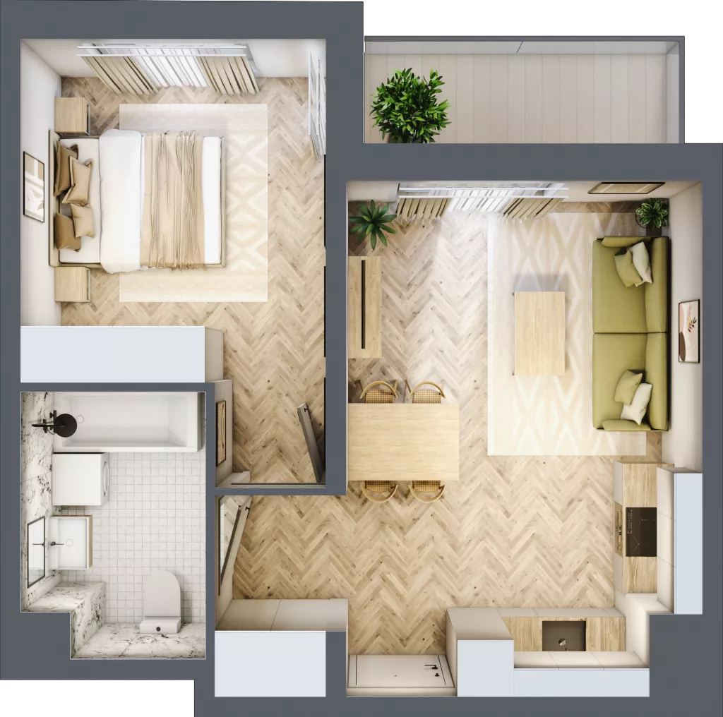 2 pokoje, mieszkanie 41,82 m², piętro 8, oferta nr B8.3, Piekarska Park, Łódź, Bałuty, ul. Piekarska 27/29