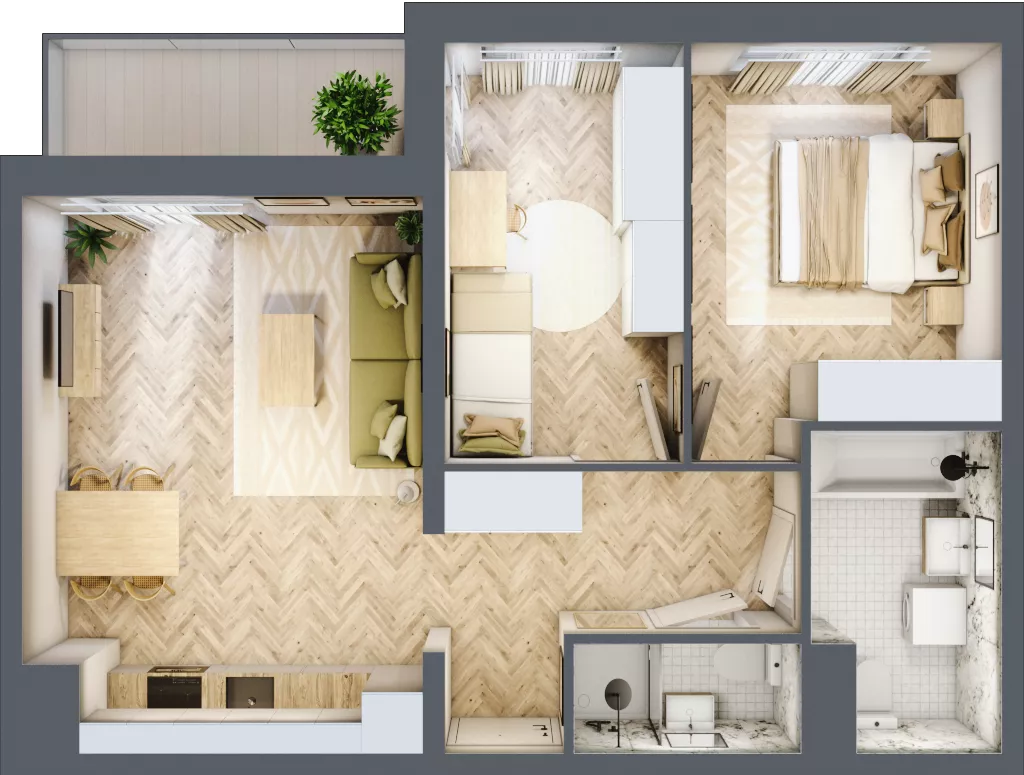3 pokoje, mieszkanie 58,15 m², piętro 10, oferta nr B10.4, Piekarska Park, Łódź, Bałuty, ul. Piekarska 27/29