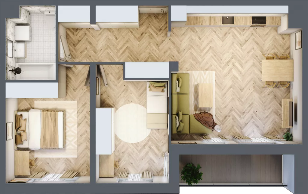 3 pokoje, mieszkanie 67,70 m², piętro 10, oferta nr B10.1, Piekarska Park, Łódź, Bałuty, ul. Piekarska 27/29