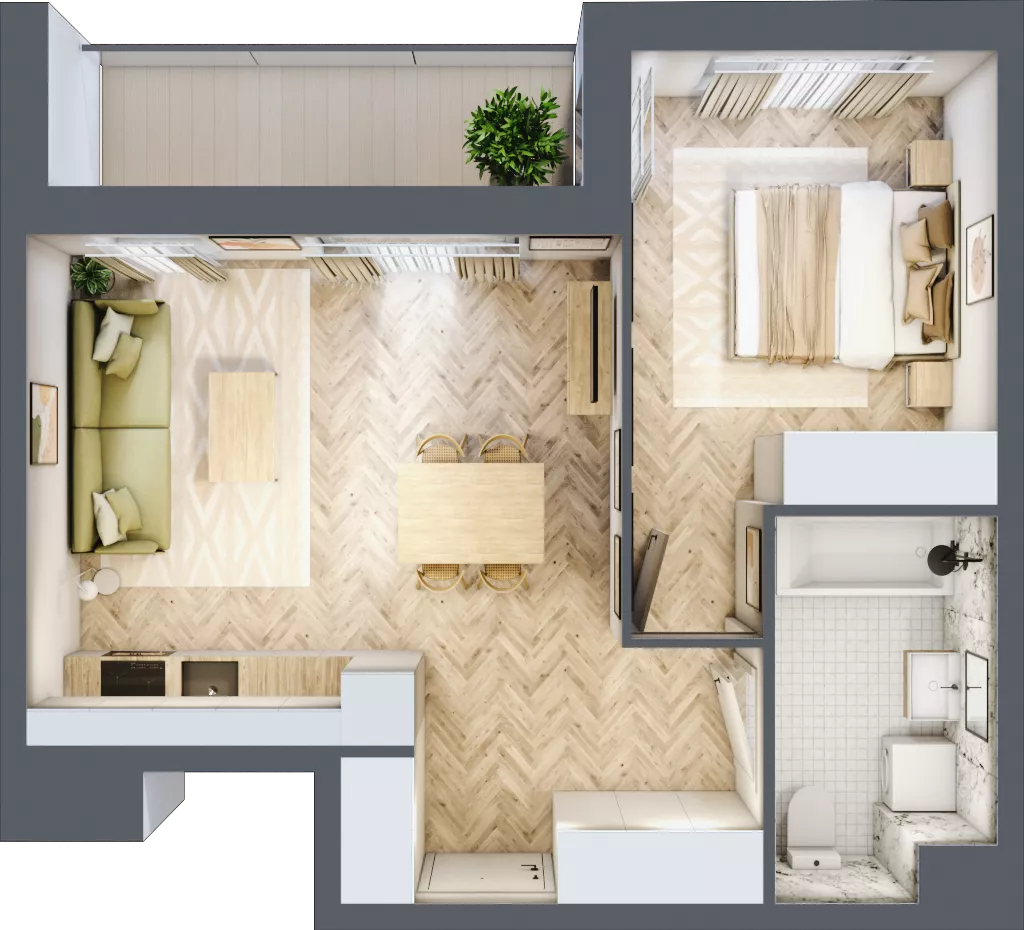 2 pokoje, mieszkanie 43,87 m², piętro 6, oferta nr B6.6, Piekarska Park, Łódź, Bałuty, ul. Piekarska 27/29