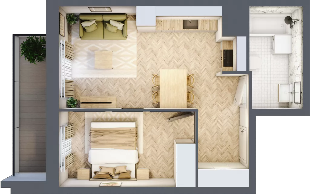 2 pokoje, mieszkanie 37,07 m², piętro 5, oferta nr B5.7, Piekarska Park, Łódź, Bałuty, ul. Piekarska 27/29