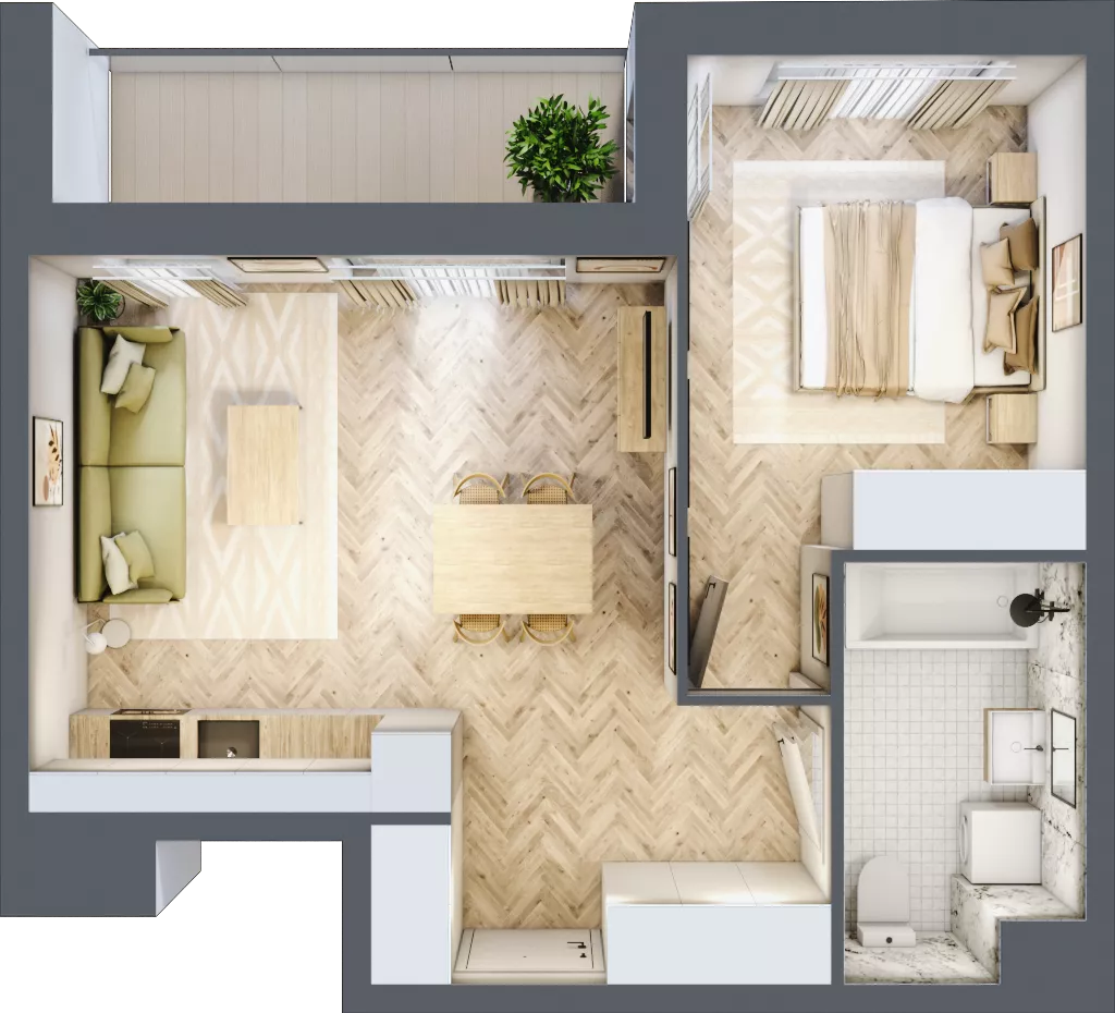 2 pokoje, mieszkanie 43,87 m², piętro 7, oferta nr B7.6, Piekarska Park, Łódź, Bałuty, ul. Piekarska 27/29