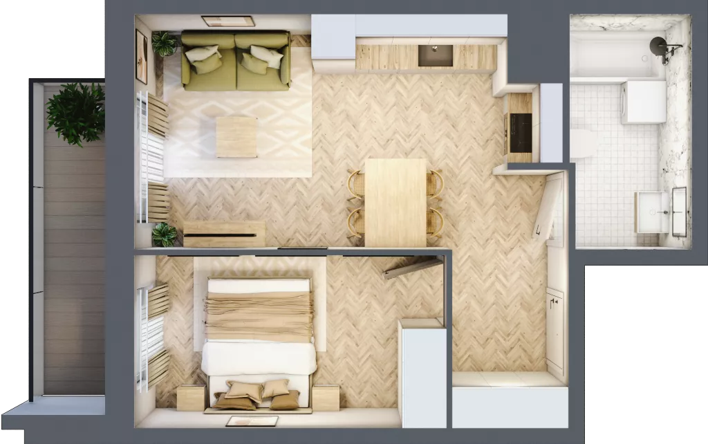 2 pokoje, mieszkanie 37,07 m², piętro 8, oferta nr B8.6, Piekarska Park, Łódź, Bałuty, ul. Piekarska 27/29