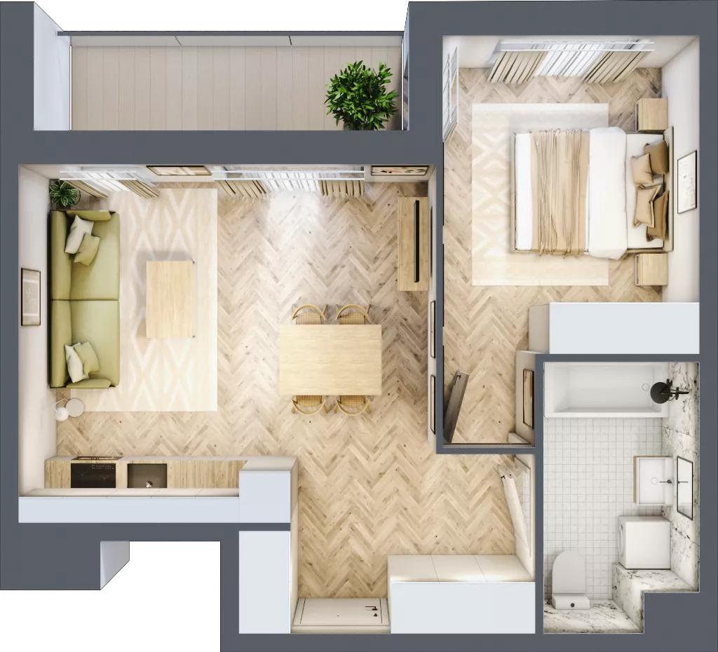 2 pokoje, mieszkanie 43,87 m², piętro 10, oferta nr B10.5, Piekarska Park, Łódź, Bałuty, ul. Piekarska 27/29