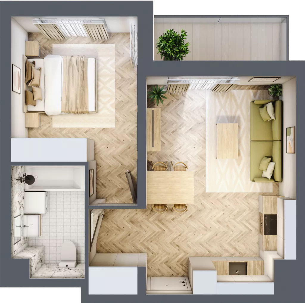 2 pokoje, mieszkanie 41,49 m², piętro 2, oferta nr B2.4, Piekarska Park, Łódź, Bałuty, ul. Piekarska 27/29
