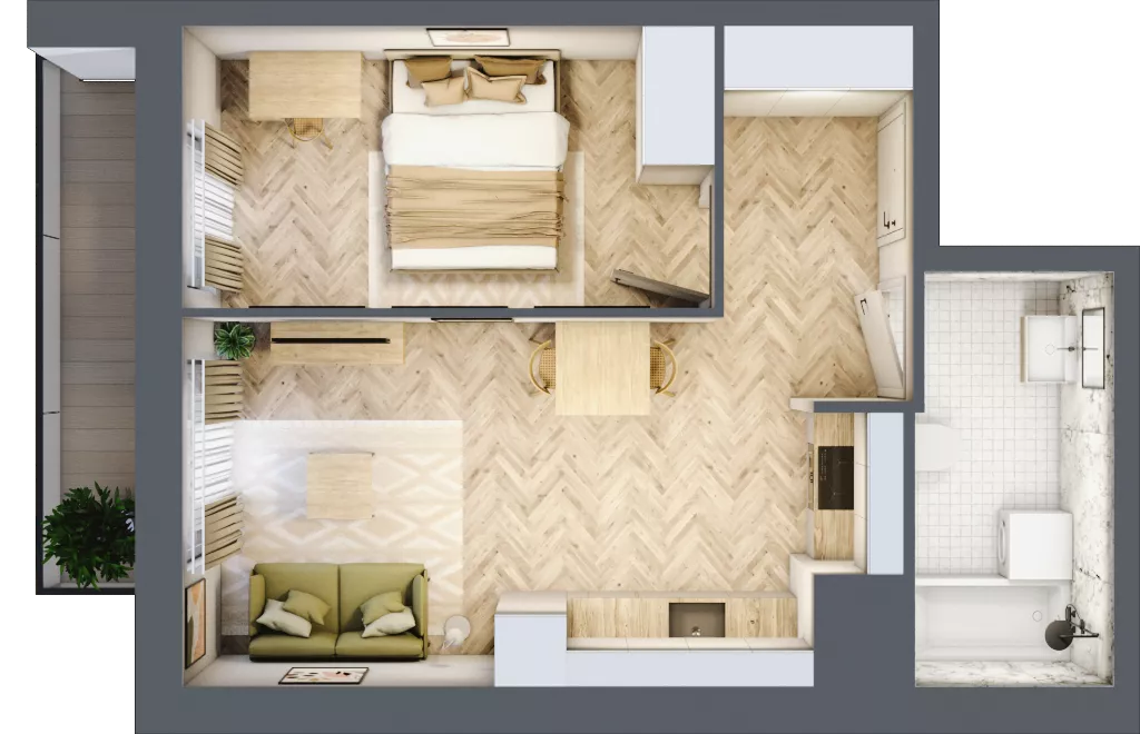 2 pokoje, mieszkanie 38,01 m², piętro 6, oferta nr B6.3, Piekarska Park, Łódź, Bałuty, ul. Piekarska 27/29