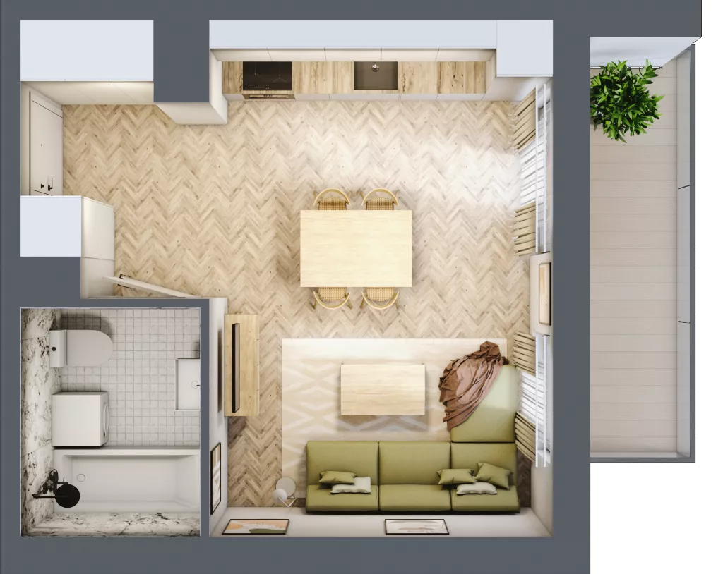 1 pokój, mieszkanie 30,28 m², piętro 6, oferta nr B6.2, Piekarska Park, Łódź, Bałuty, ul. Piekarska 27/29