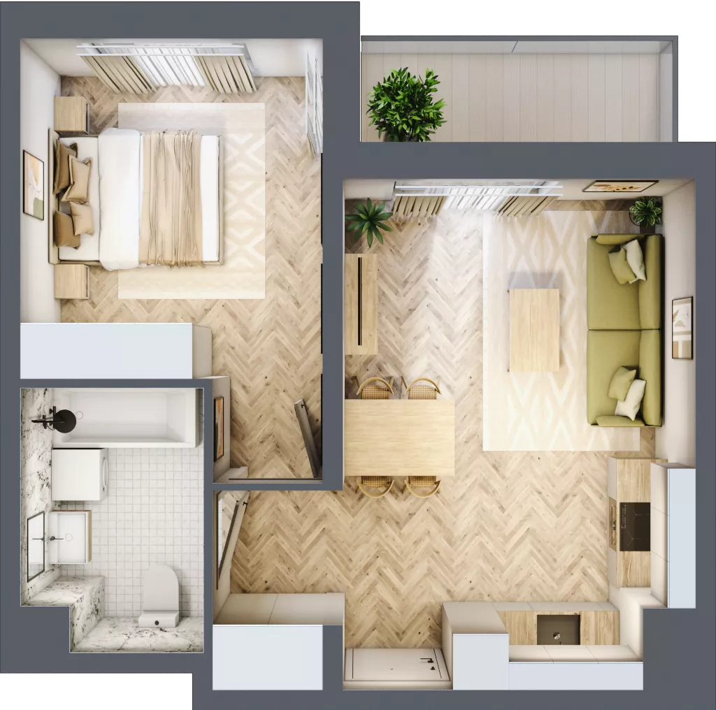 2 pokoje, mieszkanie 41,82 m², piętro 6, oferta nr B6.4, Piekarska Park, Łódź, Bałuty, ul. Piekarska 27/29