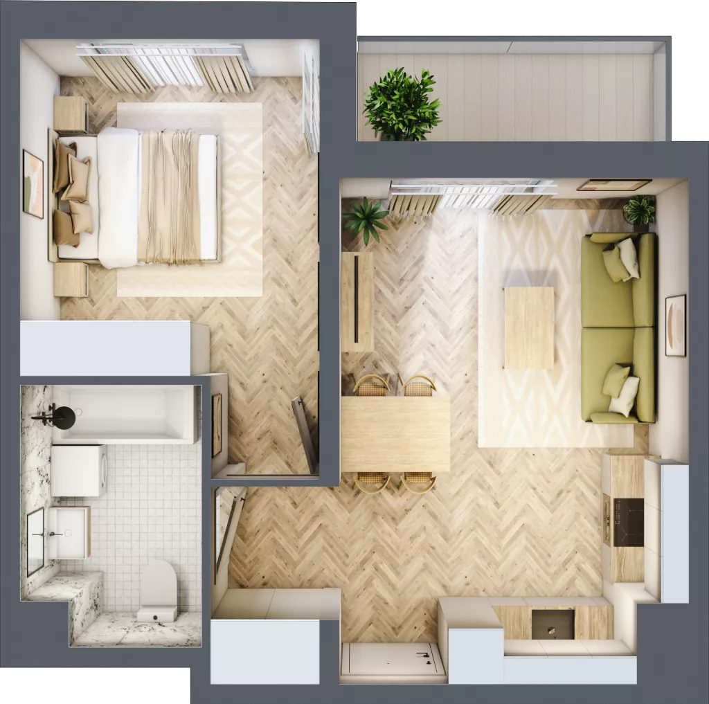 2 pokoje, mieszkanie 41,82 m², piętro 10, oferta nr B10.3, Piekarska Park, Łódź, Bałuty, ul. Piekarska 27/29