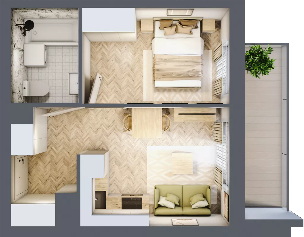 2 pokoje, mieszkanie 30,11 m², piętro 4, oferta nr B4.8, Piekarska Park, Łódź, Bałuty, ul. Piekarska 27/29