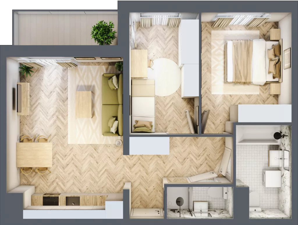3 pokoje, mieszkanie 58,15 m², piętro 8, oferta nr B8.4, Piekarska Park, Łódź, Bałuty, ul. Piekarska 27/29
