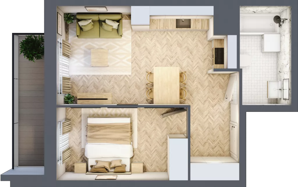 2 pokoje, mieszkanie 37,07 m², piętro 7, oferta nr B7.7, Piekarska Park, Łódź, Bałuty, ul. Piekarska 27/29
