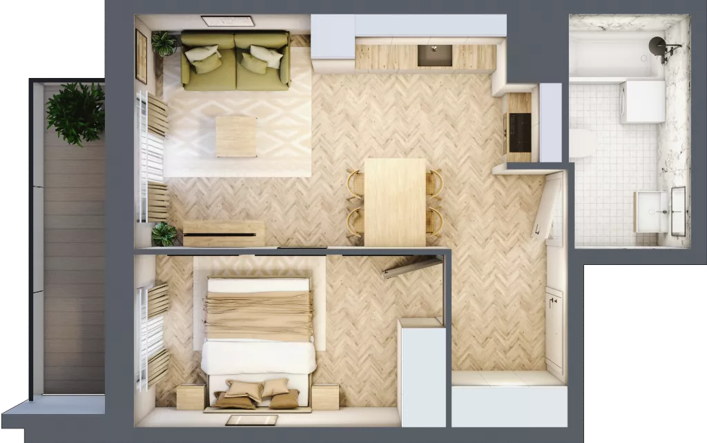 2 pokoje, mieszkanie 37,07 m², piętro 6, oferta nr B6.7, Piekarska Park, Łódź, Bałuty, ul. Piekarska 27/29