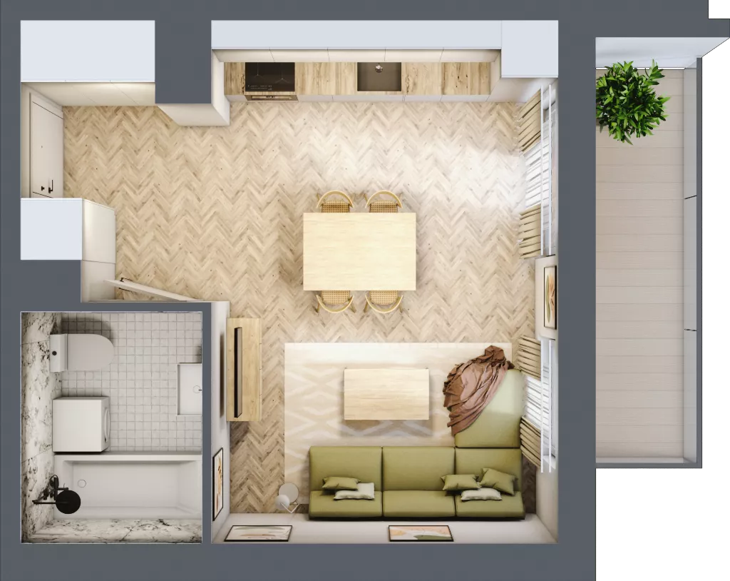 1 pokój, mieszkanie 30,28 m², piętro 7, oferta nr B7.2, Piekarska Park, Łódź, Bałuty, ul. Piekarska 27/29