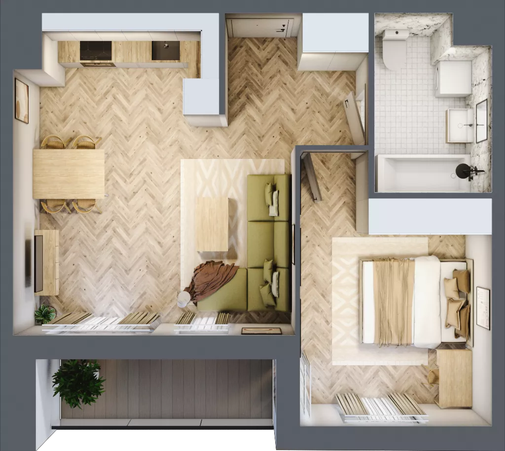 2 pokoje, mieszkanie 45,90 m², piętro 5, oferta nr B5.9, Piekarska Park, Łódź, Bałuty, ul. Piekarska 27/29
