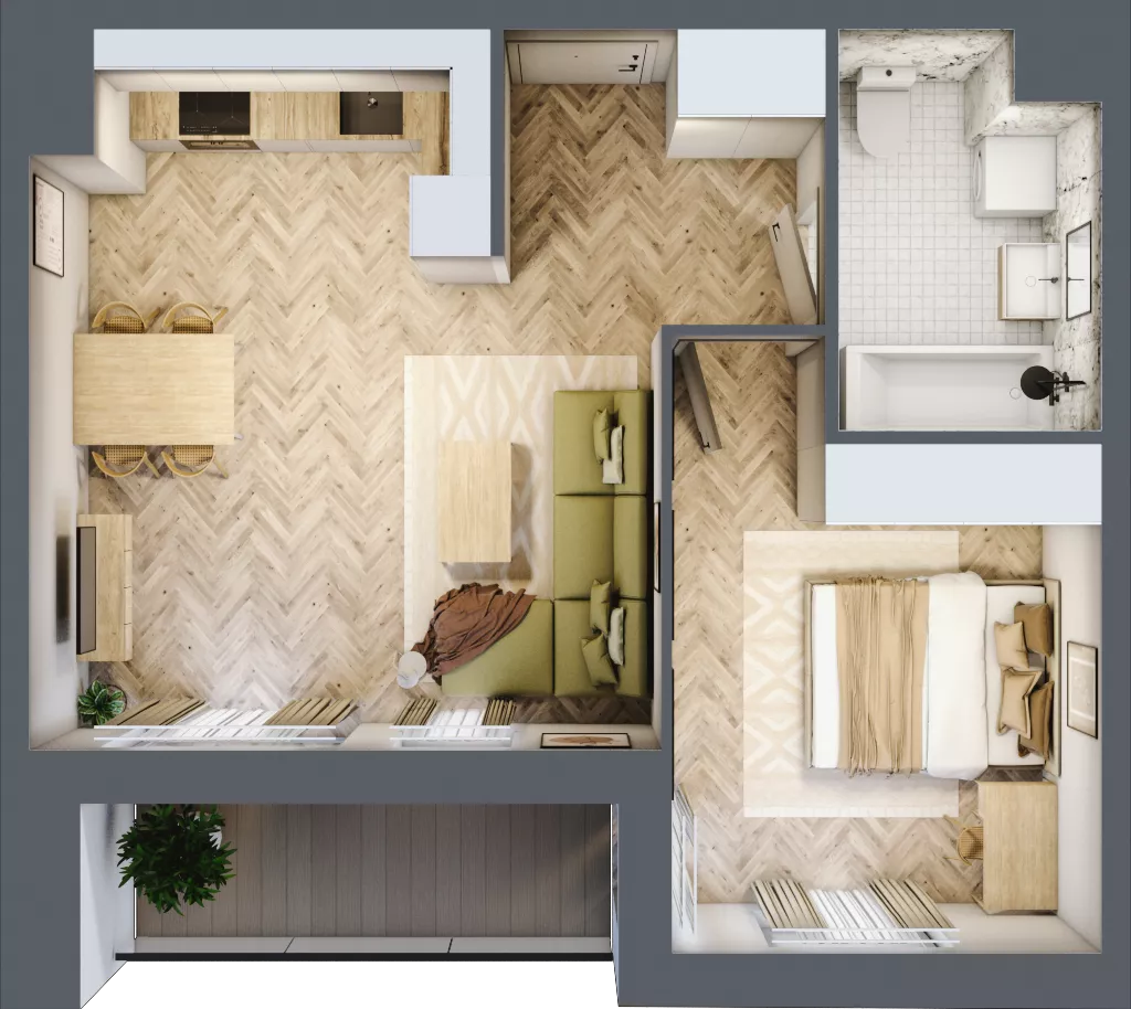 2 pokoje, mieszkanie 45,90 m², piętro 9, oferta nr B9.8, Piekarska Park, Łódź, Bałuty, ul. Piekarska 27/29