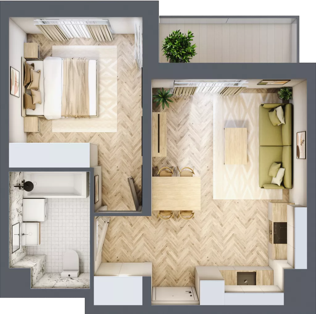 2 pokoje, mieszkanie 41,82 m², piętro 4, oferta nr B4.4, Piekarska Park, Łódź, Bałuty, ul. Piekarska 27/29