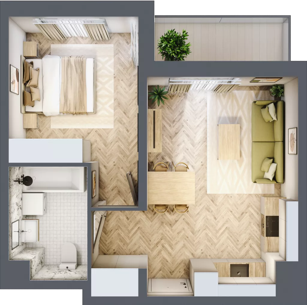2 pokoje, mieszkanie 41,82 m², piętro 5, oferta nr B5.4, Piekarska Park, Łódź, Bałuty, ul. Piekarska 27/29