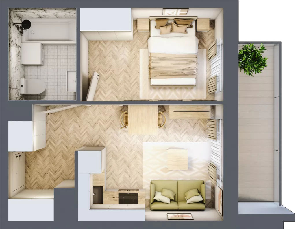2 pokoje, mieszkanie 30,42 m², piętro 5, oferta nr B5.8, Piekarska Park, Łódź, Bałuty, ul. Piekarska 27/29
