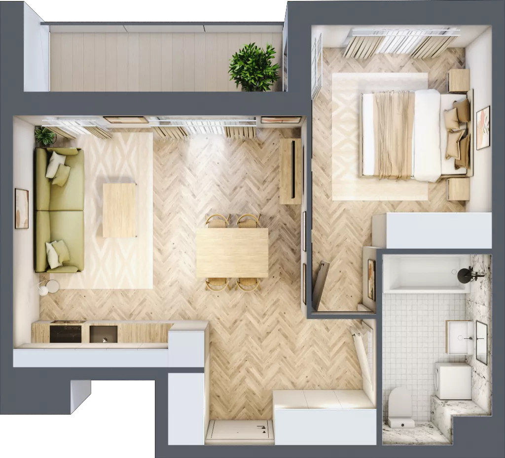 2 pokoje, mieszkanie 43,87 m², piętro 5, oferta nr B5.6, Piekarska Park, Łódź, Bałuty, ul. Piekarska 27/29