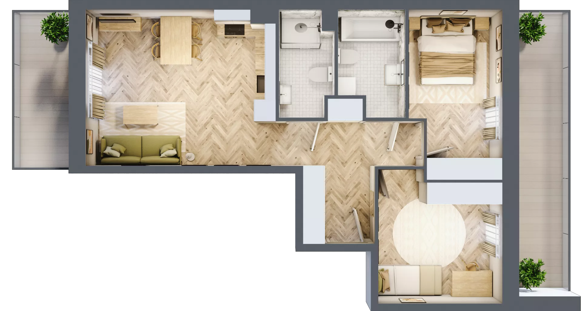 3 pokoje, mieszkanie 64,93 m², piętro 1, oferta nr A2.1.4, Apartamenty Nowe Miasto, Zgierz, ul. Orla 12