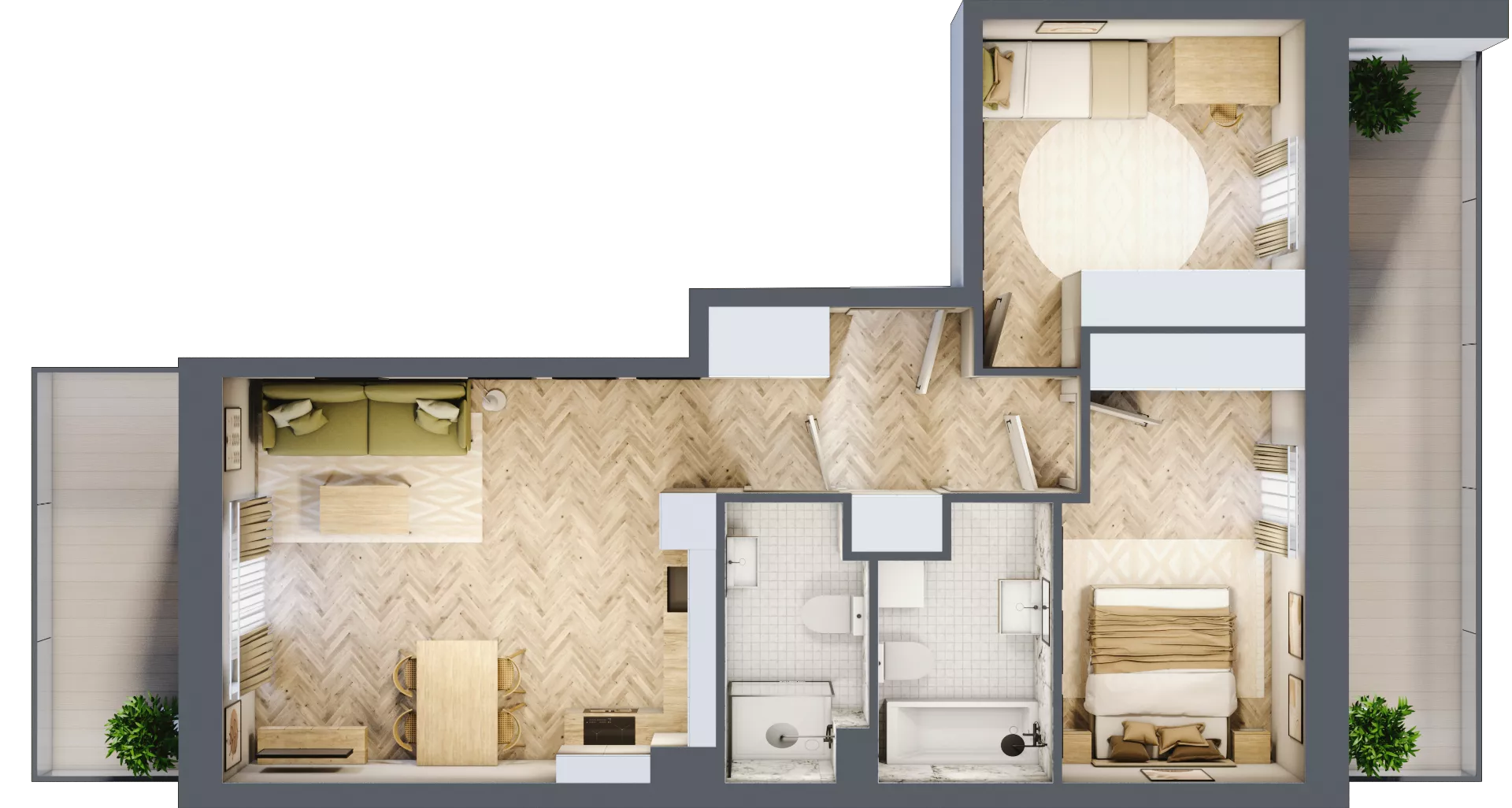 3 pokoje, mieszkanie 62,76 m², piętro 1, oferta nr A3.1.1, Apartamenty Nowe Miasto, Zgierz, ul. Orla 12
