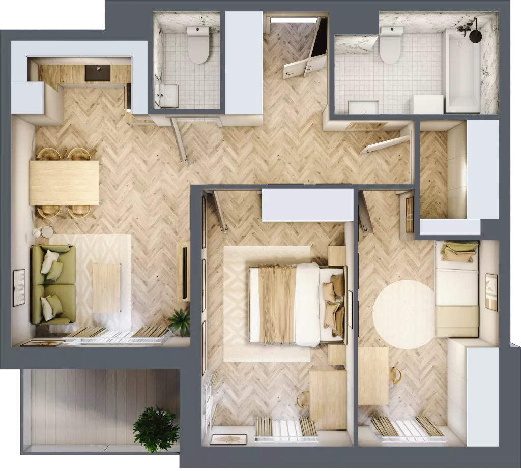 3 pokoje, mieszkanie 62,93 m², piętro 3, oferta nr A1.3.3, Apartamenty Nowe Miasto, Zgierz, ul. Orla 12