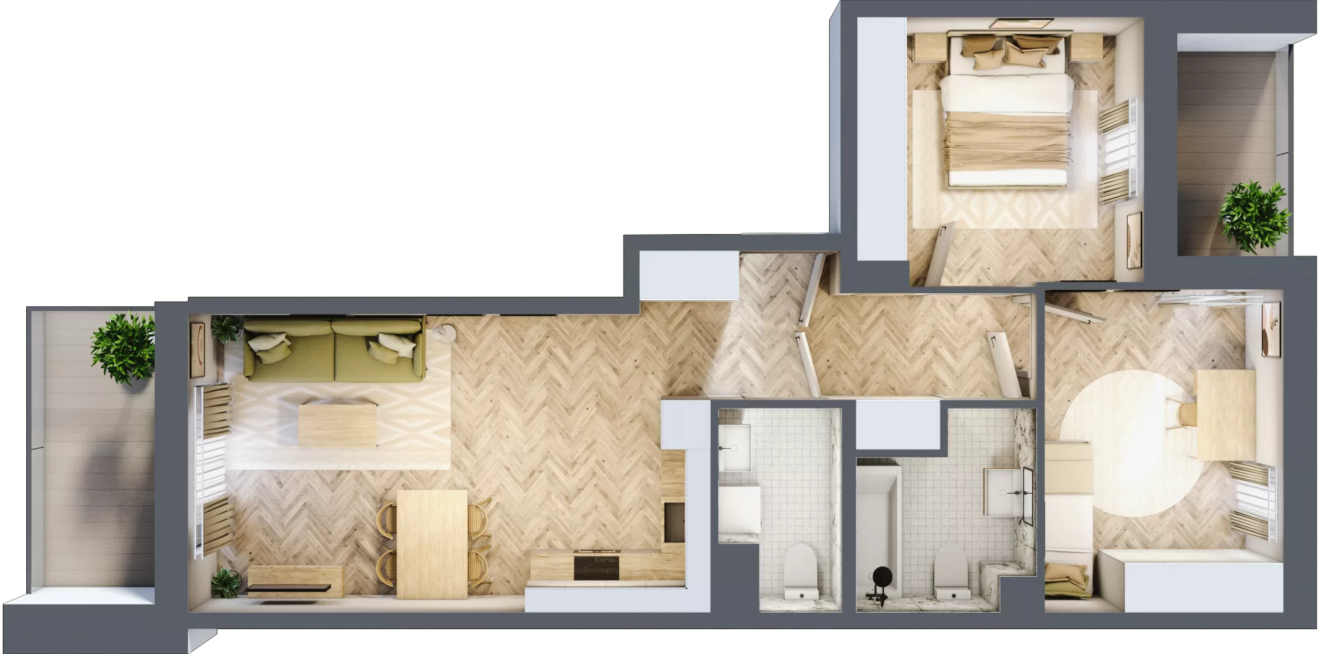 3 pokoje, mieszkanie 61,10 m², piętro 2, oferta nr A2.2.1, Apartamenty Nowe Miasto, Zgierz, ul. Orla 12