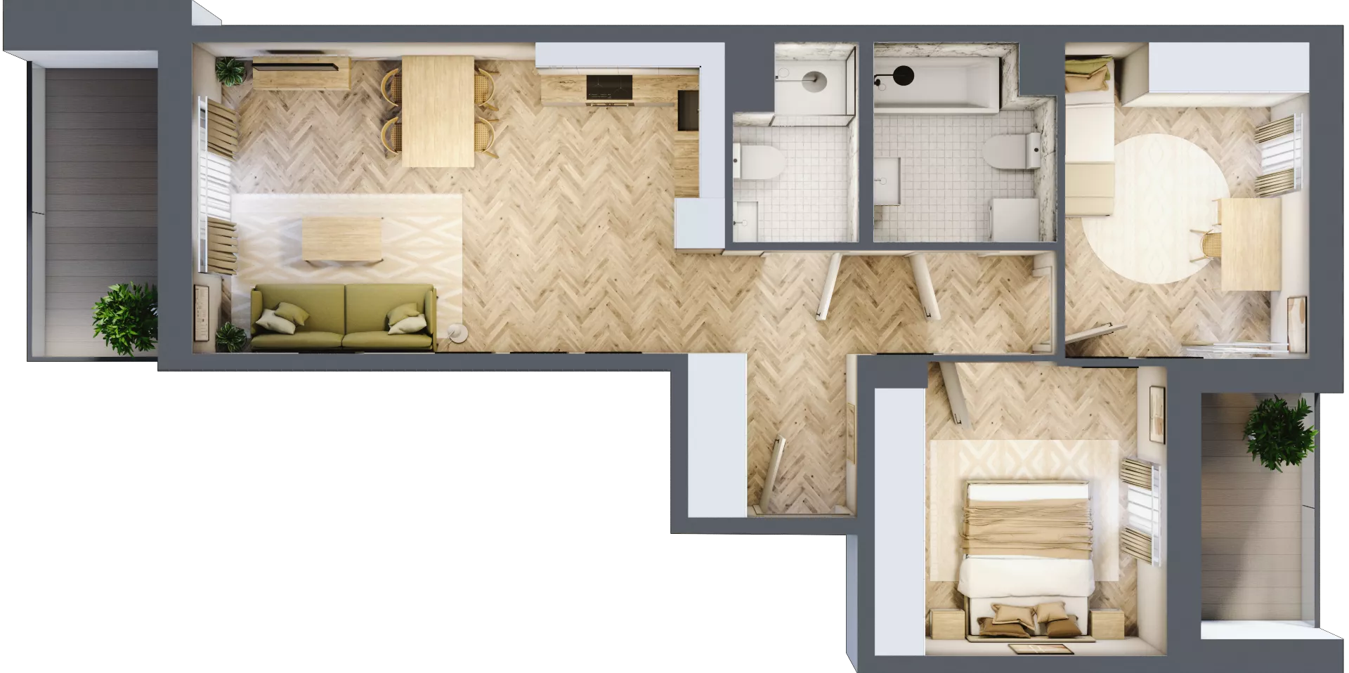 3 pokoje, mieszkanie 63,74 m², piętro 1, oferta nr A1.1.4, Apartamenty Nowe Miasto, Zgierz, ul. Orla 12