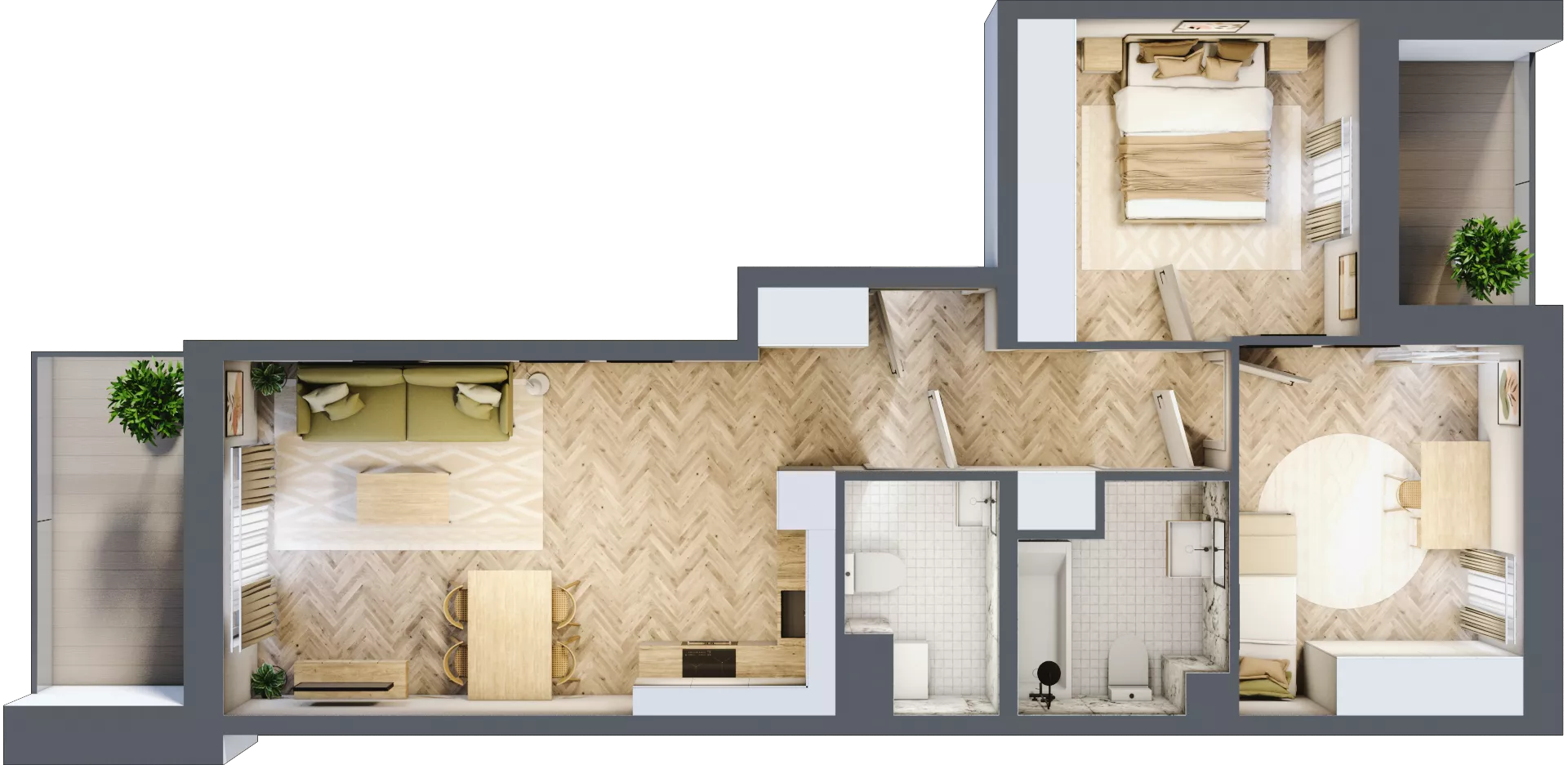 3 pokoje, mieszkanie 60,54 m², piętro 1, oferta nr A4.1.1, Apartamenty Nowe Miasto, Zgierz, ul. Orla 12