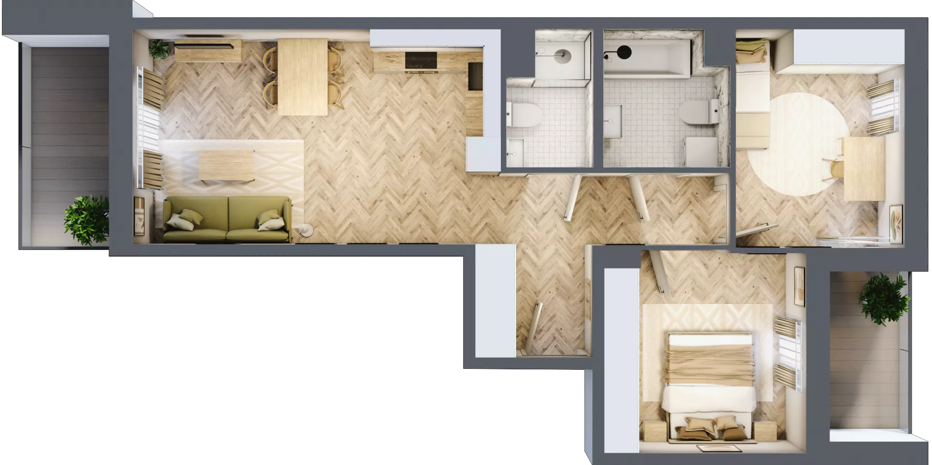 3 pokoje, mieszkanie 63,80 m², piętro 3, oferta nr A1.3.4, Apartamenty Nowe Miasto, Zgierz, ul. Orla 12