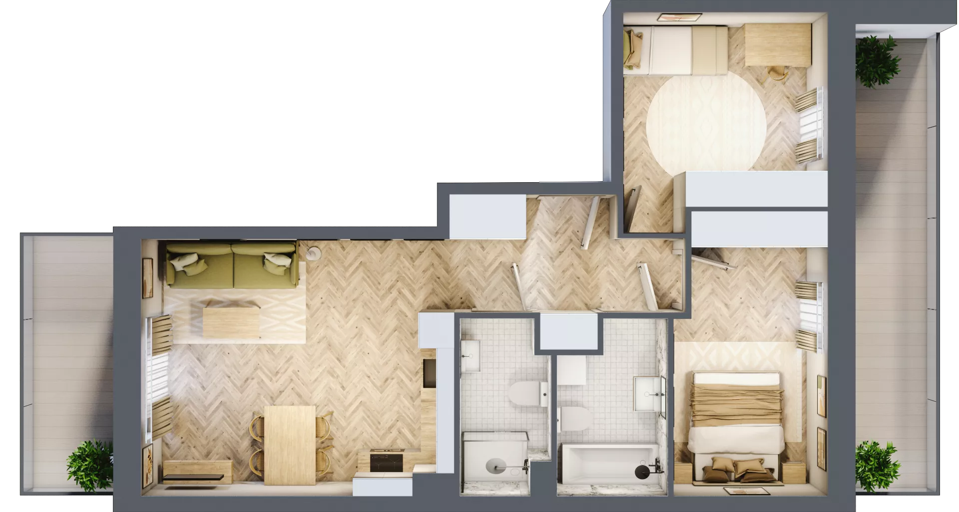 3 pokoje, mieszkanie 63,68 m², piętro 3, oferta nr A3.3.1, Apartamenty Nowe Miasto, Zgierz, ul. Orla 12