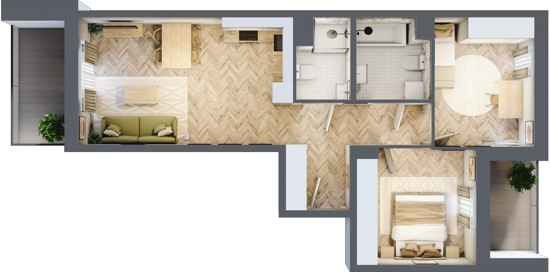 3 pokoje, mieszkanie 63,17 m², piętro 3, oferta nr A3.3.4, Apartamenty Nowe Miasto, Zgierz, ul. Orla 12