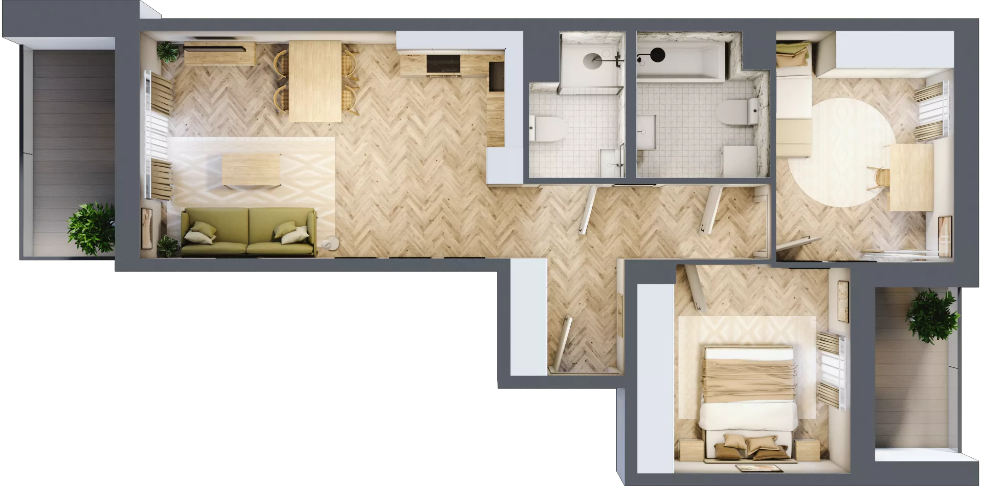 3 pokoje, mieszkanie 63,10 m², piętro 2, oferta nr A3.2.4, Apartamenty Nowe Miasto, Zgierz, ul. Orla 12