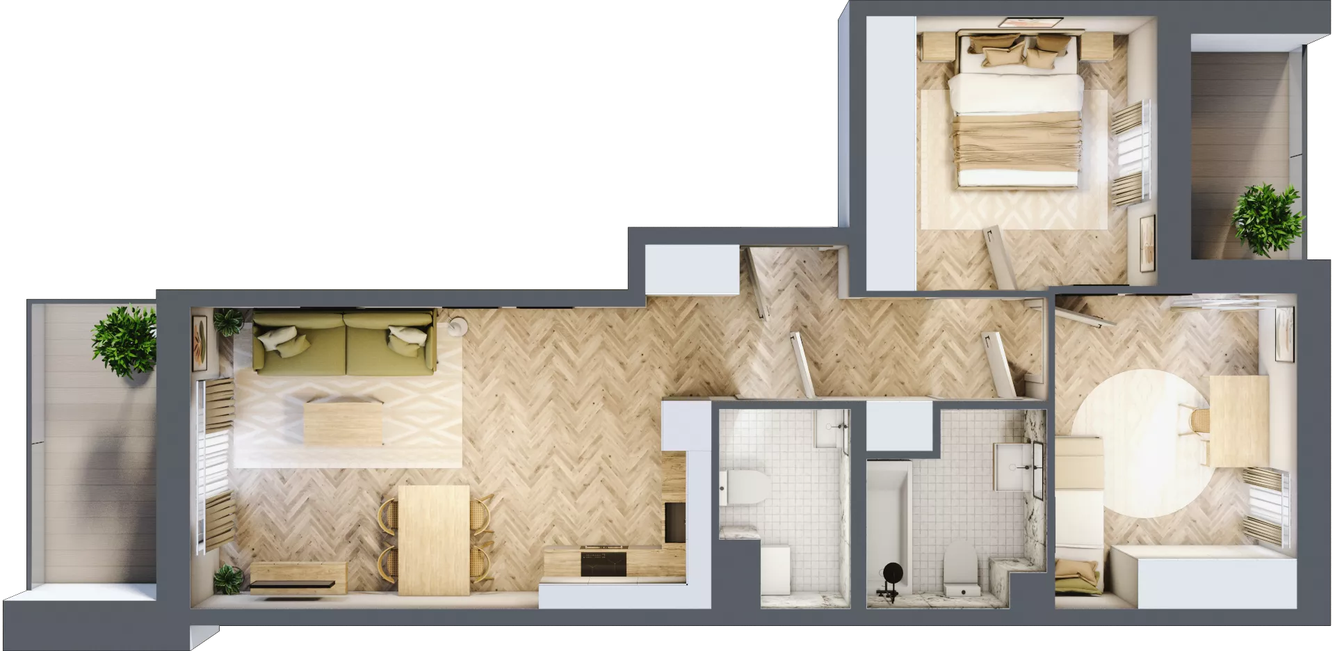 3 pokoje, mieszkanie 60,58 m², piętro 2, oferta nr A4.2.1, Apartamenty Nowe Miasto, Zgierz, ul. Orla 12