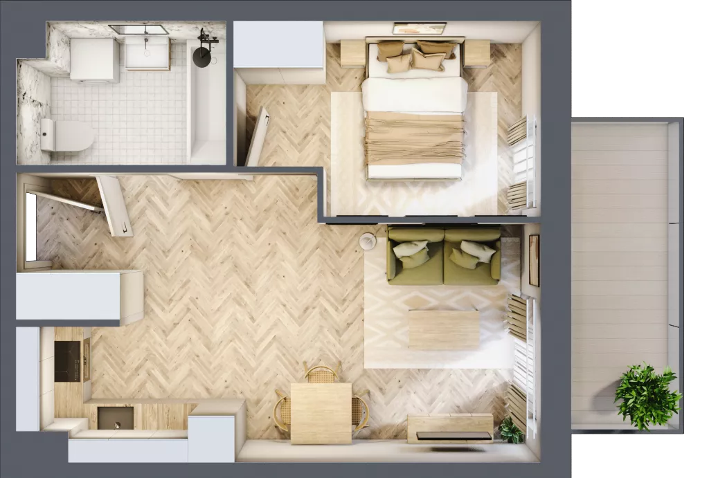 2 pokoje, mieszkanie 37,52 m², piętro 4, oferta nr B2.4.11, Apartamenty Nowe Miasto, Zgierz, ul. Orla 12