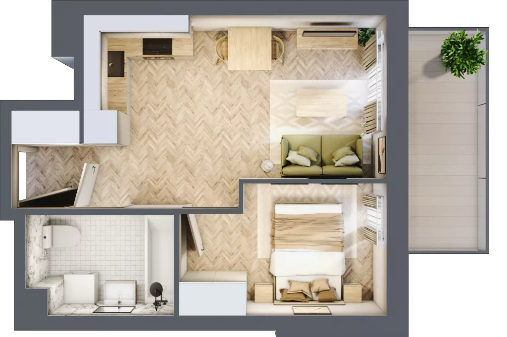 2 pokoje, mieszkanie 33,47 m², piętro 4, oferta nr B2.4.2, Apartamenty Nowe Miasto, Zgierz, ul. Orla 12