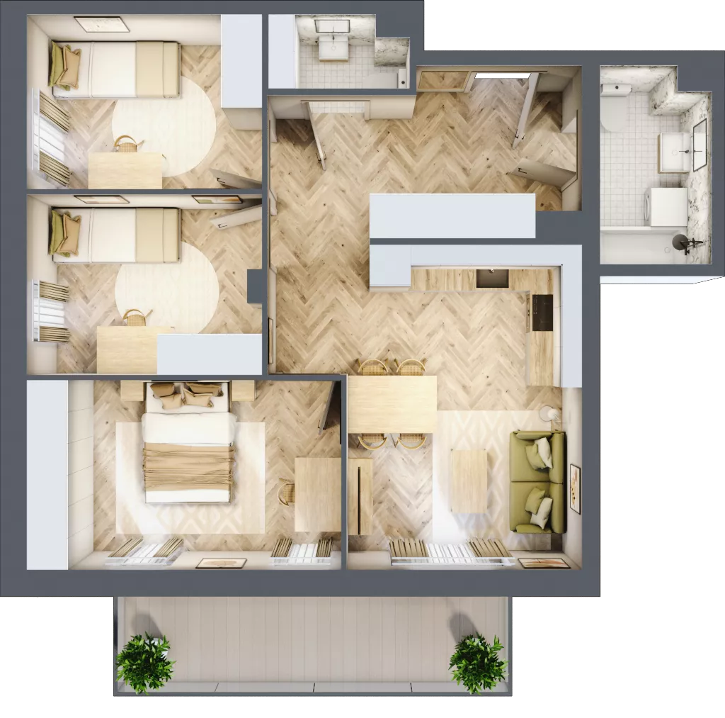 4 pokoje, mieszkanie 66,53 m², piętro 4, oferta nr B2.4.8, Apartamenty Nowe Miasto, Zgierz, ul. Orla 12