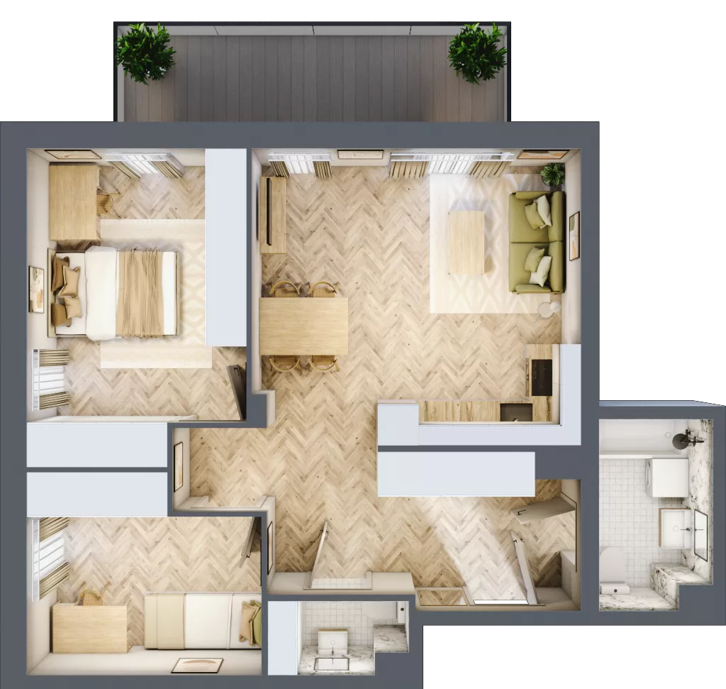 3 pokoje, mieszkanie 63,15 m², piętro 4, oferta nr B2.4.9, Apartamenty Nowe Miasto, Zgierz, ul. Orla 12