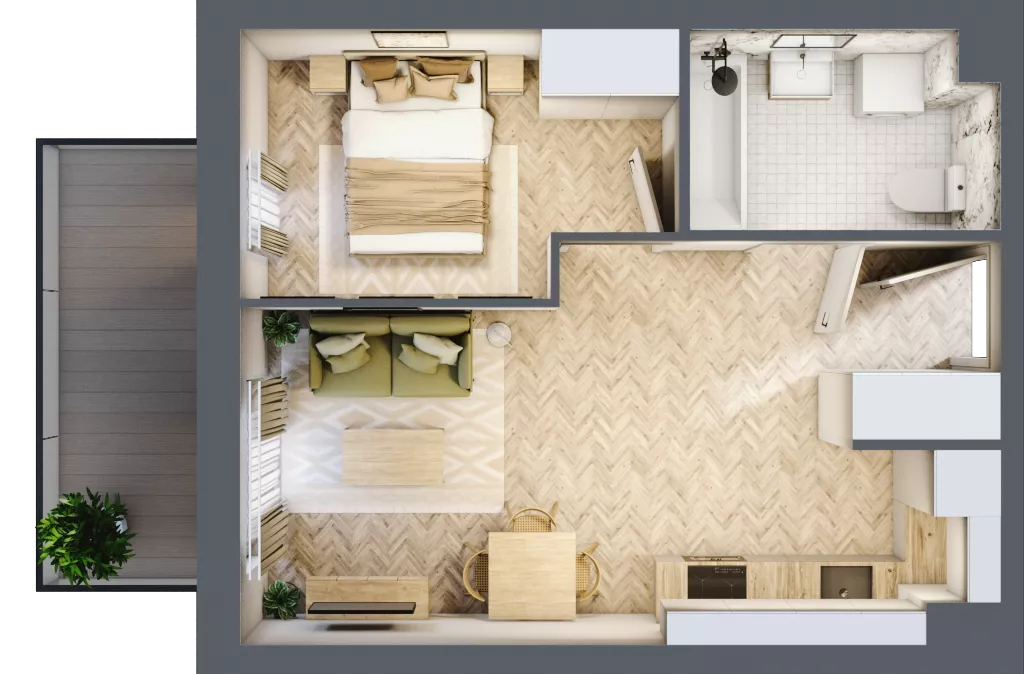 2 pokoje, mieszkanie 37,49 m², piętro 3, oferta nr B1.3.5, Apartamenty Nowe Miasto, Zgierz, ul. Orla 12